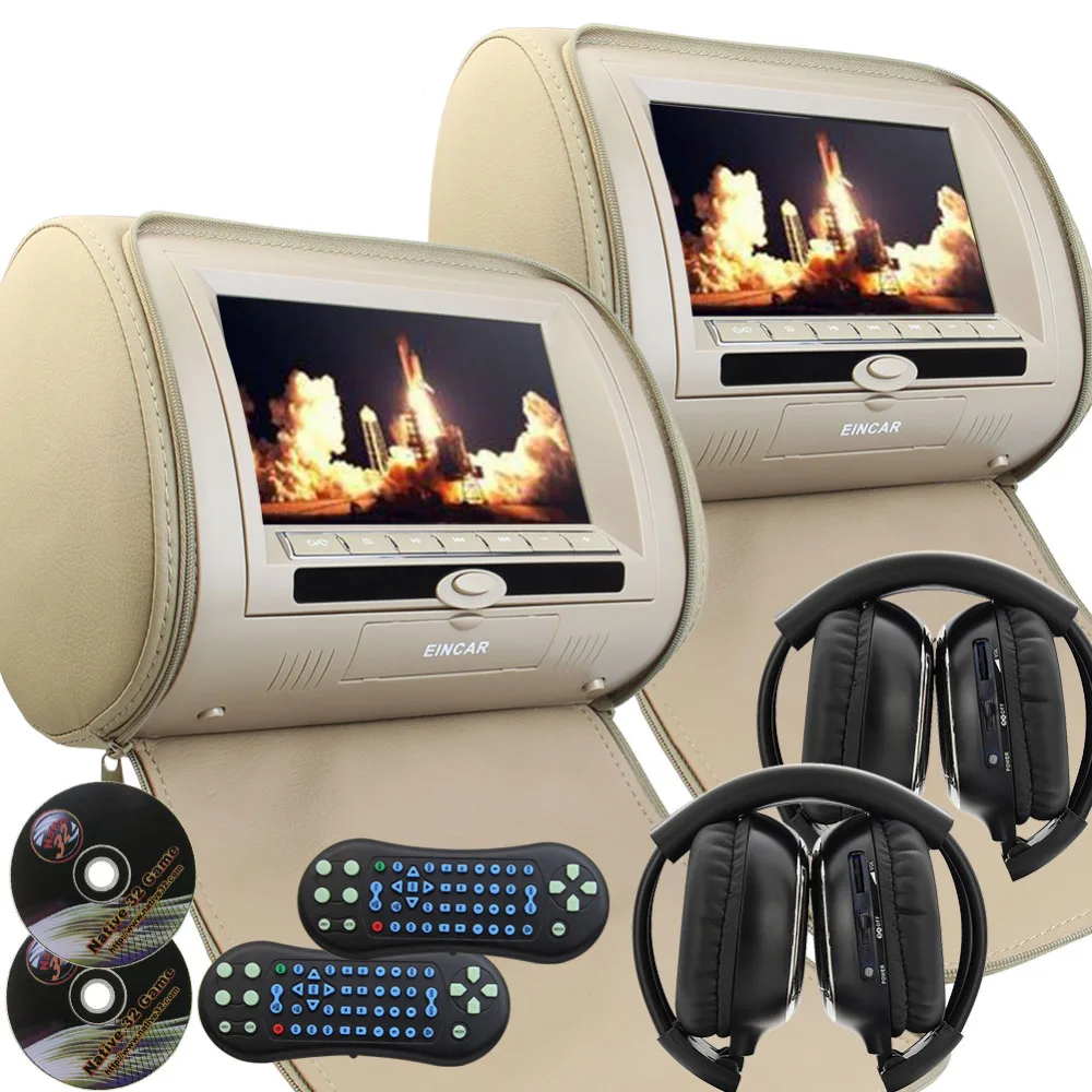 Пара 9 дюймов ЖК дисплей двойной Экран монитор подголовник DVD плеер USB/SD/MP3/MP4 FM