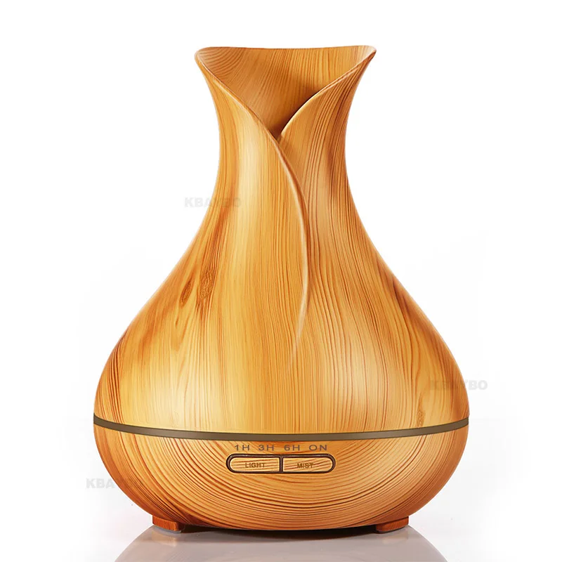 400ml Aroma Essential Oil Diffuser Ultrasonic Air Humidifier With Wood Grain 7 Color Changing LED Lights