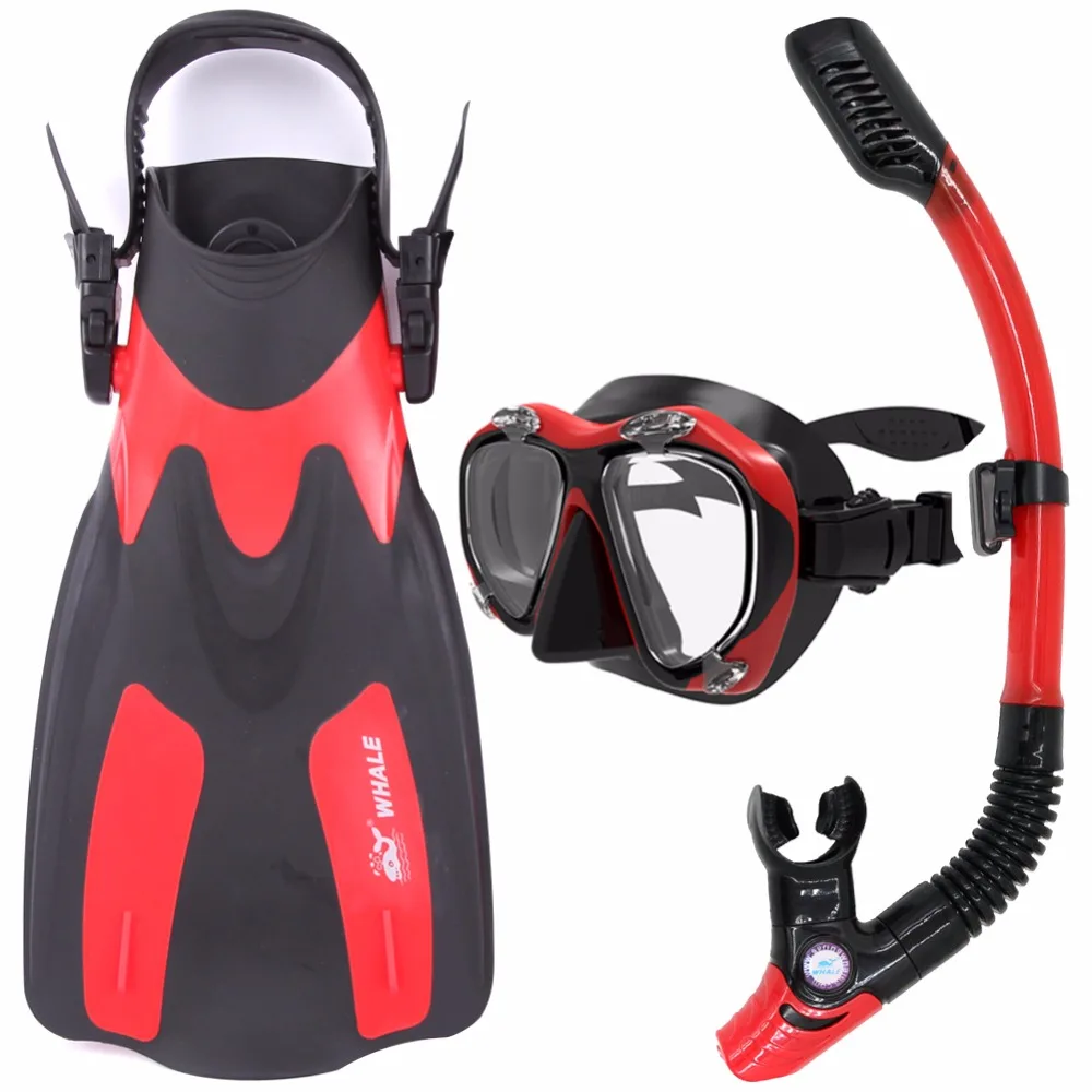 Whale Professional Diving Flipper Sets Diving Mask Snorkel Gear Adult Swimming Fins Brand Adjustable Submersible Fins Snorkeling