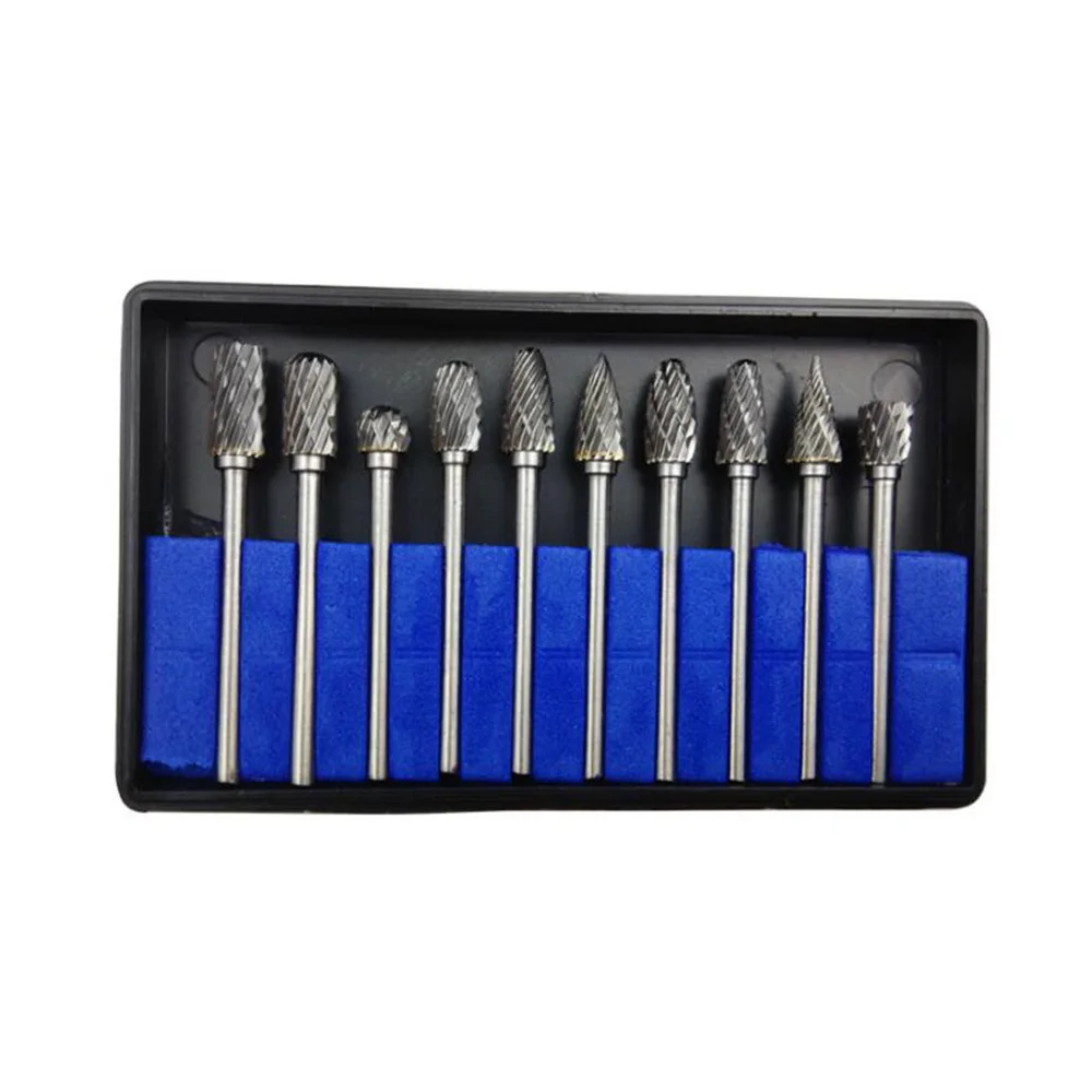 Prostormer 10pcs/set Tungsten Carbide Burs Steel Dental Burs Set Diamond Burs Dental Lab Material Tungsten Steel Grinding Head 