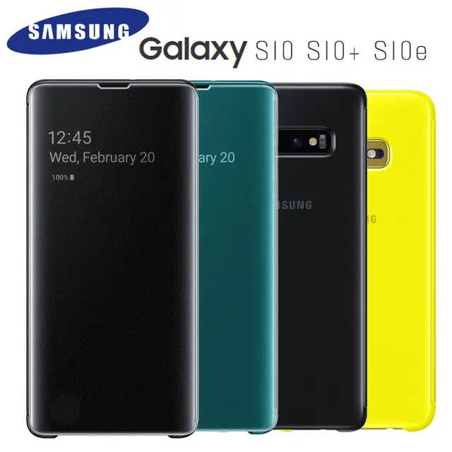 Official Original S-View Full Flip Cover Samsung Galaxy S10 Plus S10e Cover Smart View Mirror Clear Pone Case 1