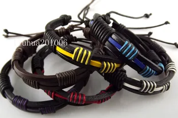 

12 pcs Fashion Leather Armband bracelets Color Fashion jewelry Free Shipping