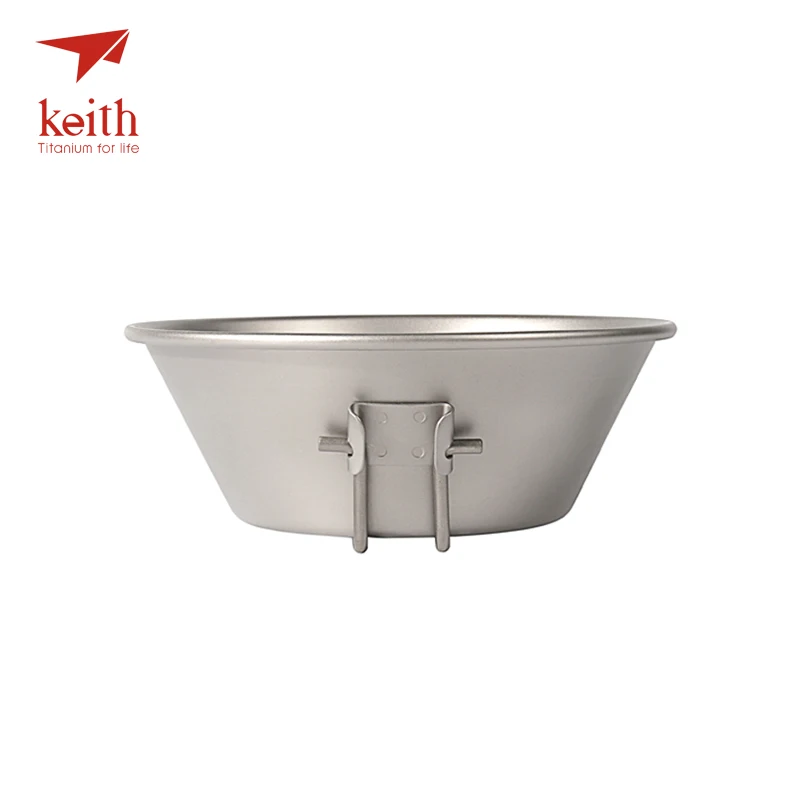 Keith camping tazón de titanio con mango plegable ultraligero inferior plegable Boles y cuencos Utensilios de cocina Vajilla cubiertos 300 ml sólo 50g ti5320
