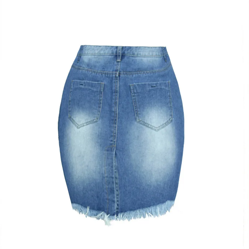 New Fashion 2018 Summer style skirts womens casual Denim Skirt Jeans High Waist Ripped Vintage Skinny Short Femme Saia Y05#N (1)