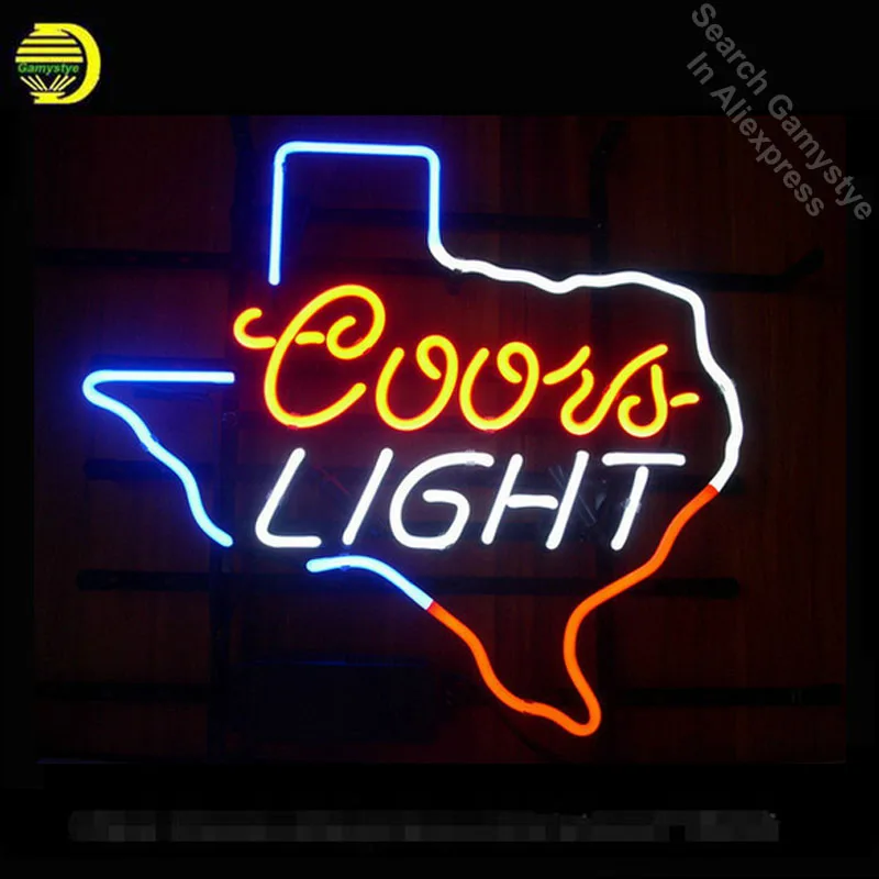 #*Cheap NEON SIGN For COORS LIGHT TEXAS SIGN Signboard REAL GLASS BEER BAR PUB display christmas Light Signs 17*14\