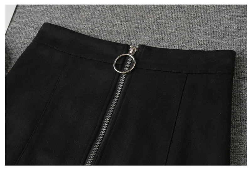 New Autumn And Winter Plus Velvet Women Skirt Front Zipper Short Leather High Waist Women Skirt Club Winter Casual Skirt D8A134 (3)
