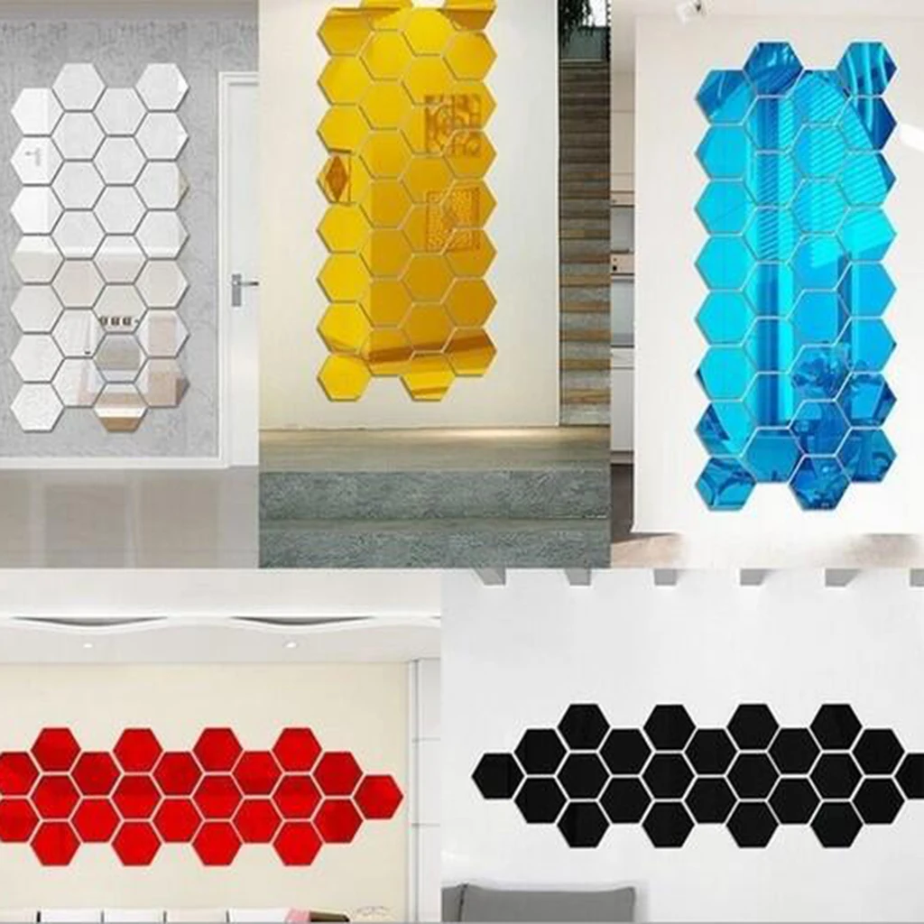 12 Pieces Removable Solid 3D Wall Sticker Mirror Effect Wall Sticker Decal For Home Living Room Bedroom Decor Multi Color Supply