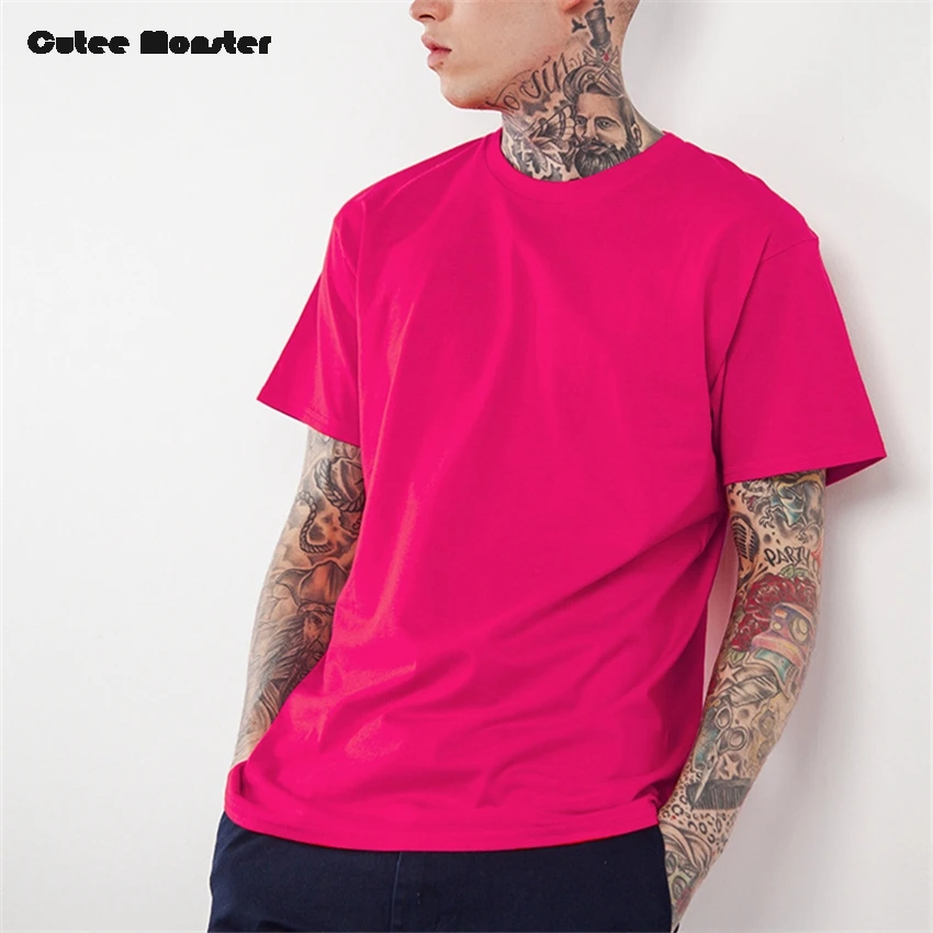 Pink T shirt Men 2018 Solid T-shirt Cotton O-Neck Top Cothing Fashion Hip Hop Tees Camisa 3XL _ - AliExpress Mobile