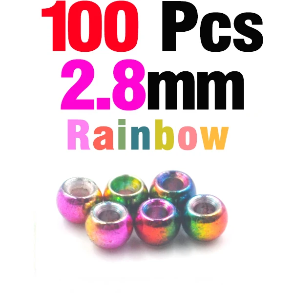 MNFT 100 шт. медный материал красочные головки из бисера латунные крючки с шариками для ловли нахлыстом связывающий Материал s аксессуары - Цвет: 100 2dot8 Rainbow
