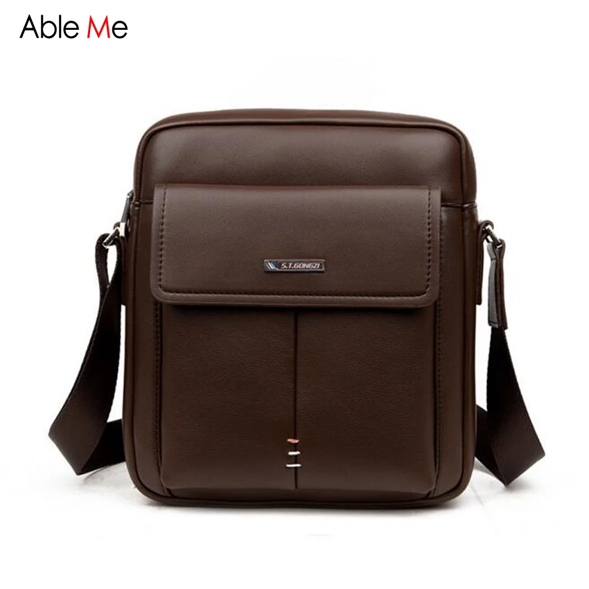 

Three Designs Male Crossbody Bag PU Leather Brown Briefcase 8 Inch Small Handbag Leisure Men Shoulder Bags for Laptop