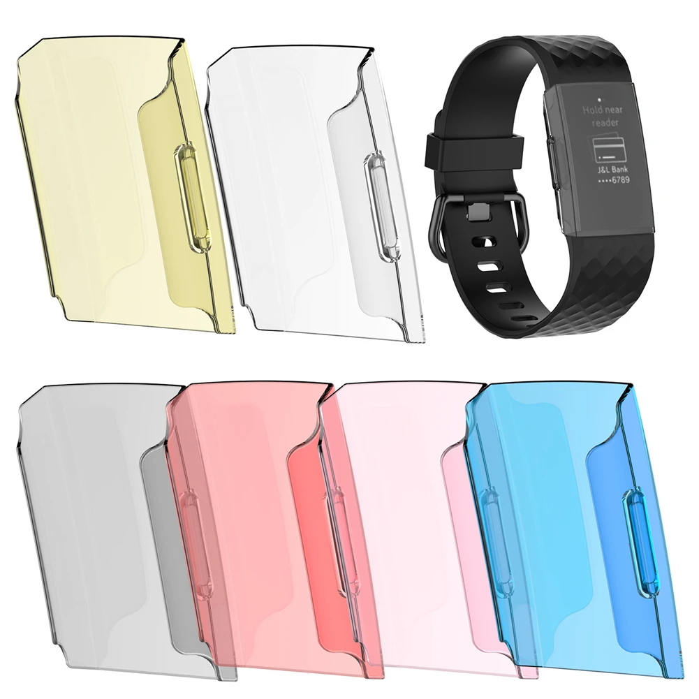 Smart Watch Bracelet Protective Cover 6 Colors Screen Protector Full Body Case Transparent Hard PC Shell For Fitbit Charge 3 1PC