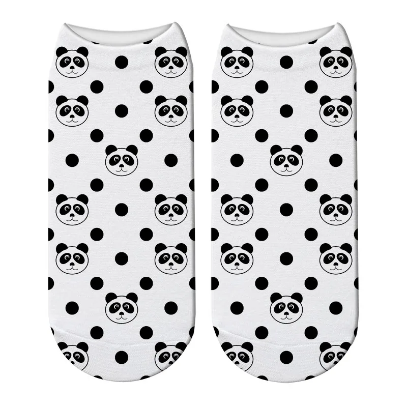 С изображением милой панды 3D печатных короткие хлопковые носки для Для женщин животные панда Носки с рисунком медведя сезон: весна–лето Kawaii забавные носки до лодыжки «унисекс» - Цвет: 1