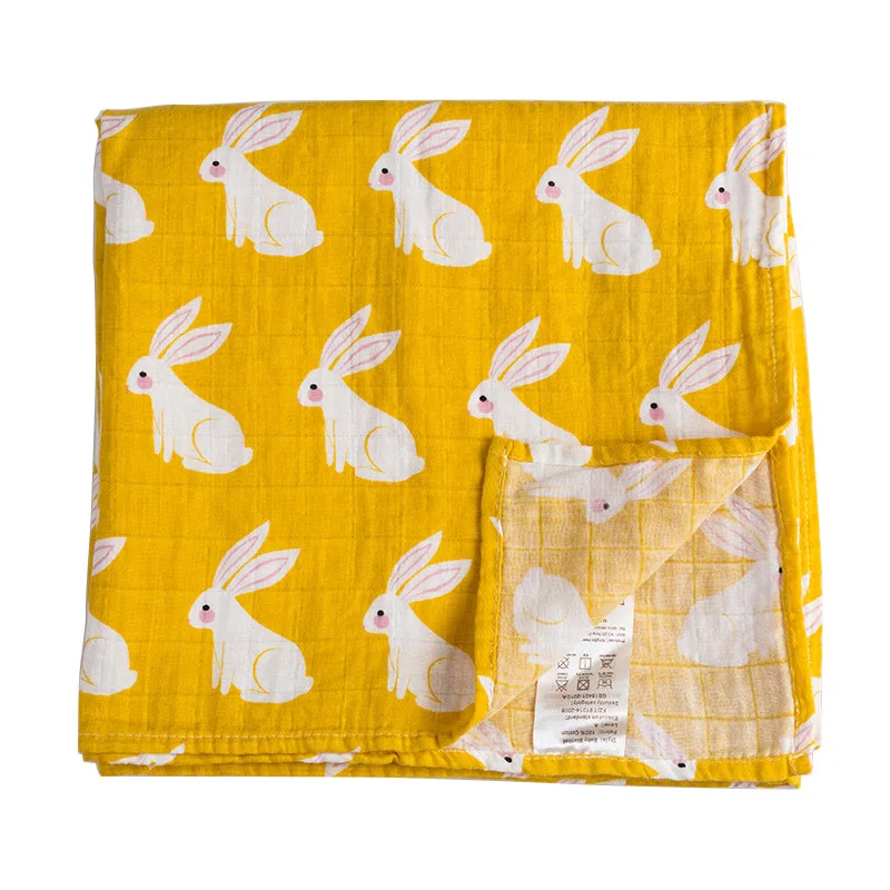 Новое мягкое органическое детское одеяло хлопок 120*120 см детское одеяло s новорожденных пеленать накидка банная кровать спальное одеяло муслин пеленать - Цвет: rabbit