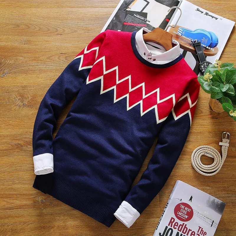 Sweater Men 2019 Brand  Pullover Sweater Male O-Neck stripe cool Knitting Mens Sweaters Man Pullover Men