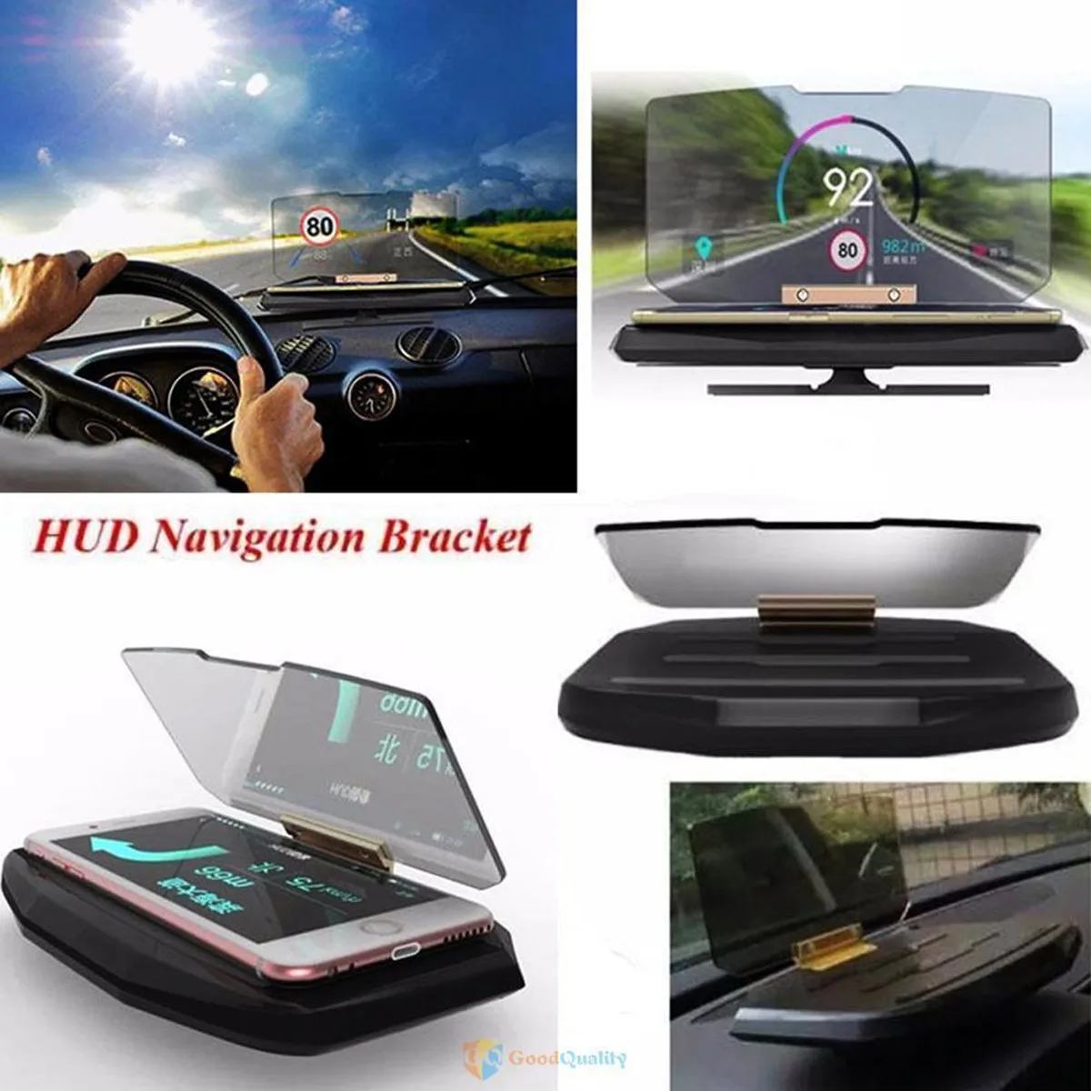 Автомобильный HUD Дисплей Предупреждение скорости, gps навигация, HUD кронштейн, дисплей для смартфона, автомобильная подставка, складной держатель