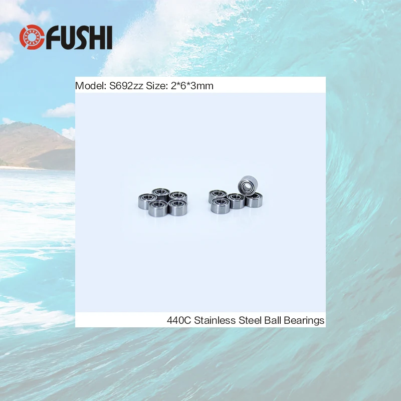 S692ZZ подшипник 2*6*3 мм(10 шт.) ABEC-1 440C ролик из нержавеющей стали S692Z S692 Z zz, шариковые подшипники