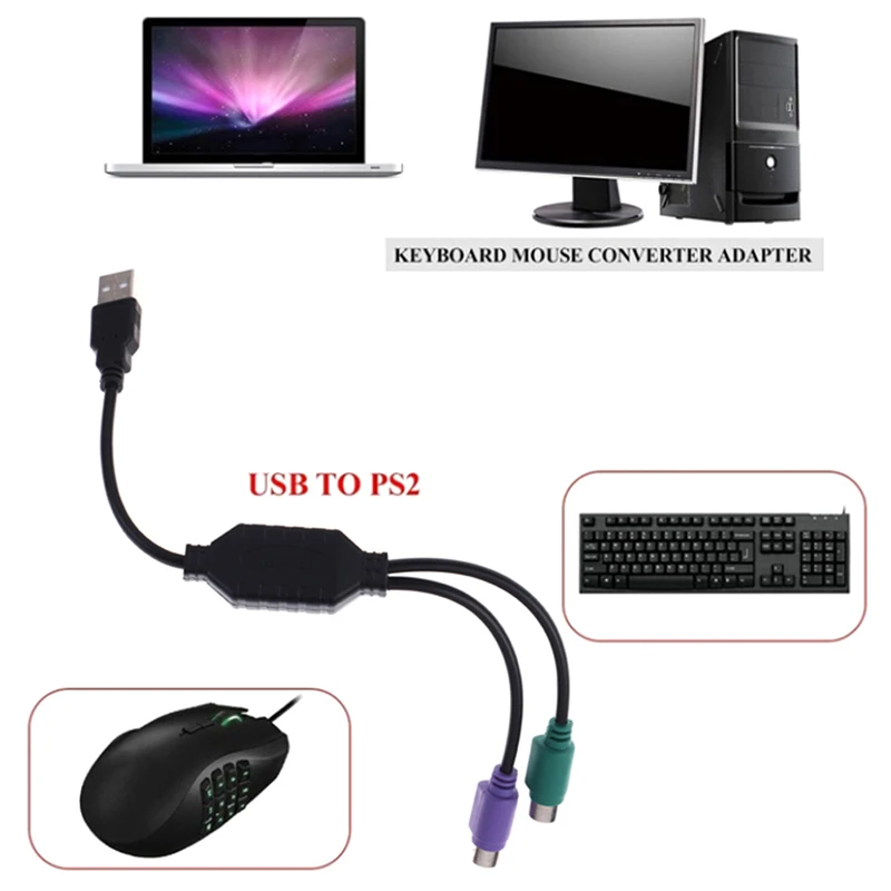 1 шт. 31 см USB к PS/2 переходник для кабеля конвертер мыши клавиатуры Адаптер PS2
