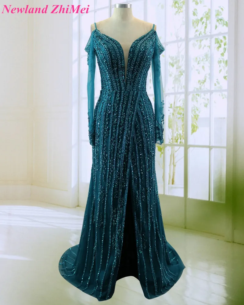 

Newland ZhiMei Stunning 2018 New Style Prom Dresses Full Hand Work Charming Woman Sexy Back Floor Length Evening Dress with Long