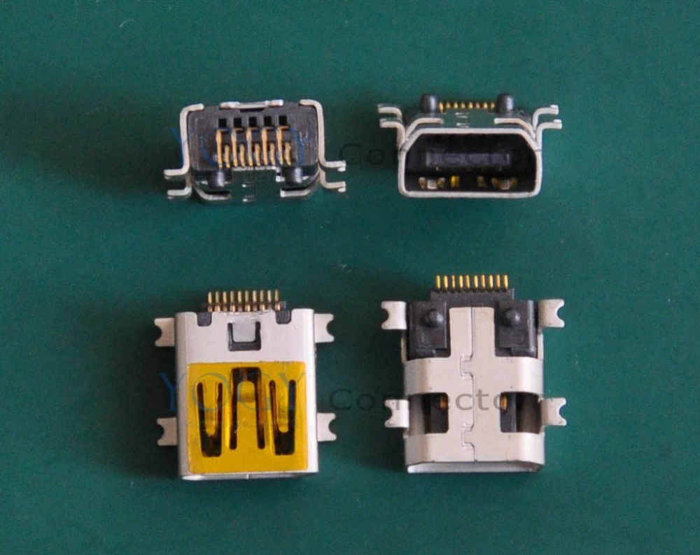 Gimax 100pcs/lot 4 models Micro USB phone tail connector charging Mini USB jack female socket PCB mounting Gimax 100pcs/lot 4 models Micro USB phone tail connector charging Mini USB jack female socket PCB mounting