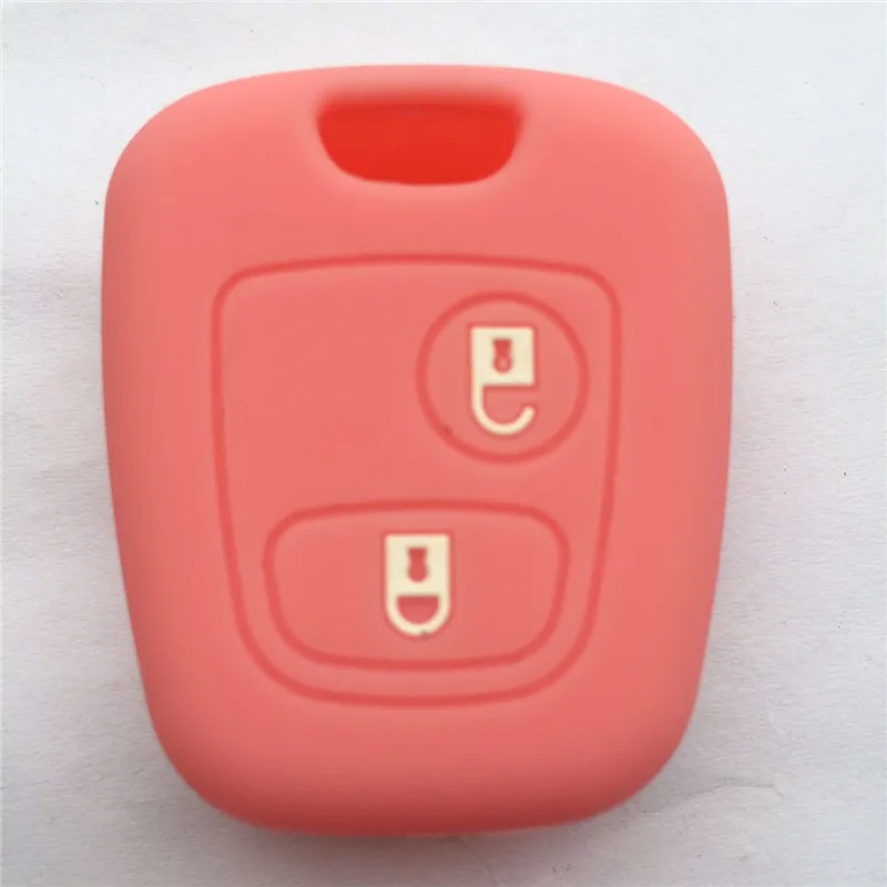 2 кнопки силиконовой резины ключи чехол для Citroen C1 C2 C3 Pluriel C4 C5 C8 Xsara Picasso ключи - Название цвета: Розовый