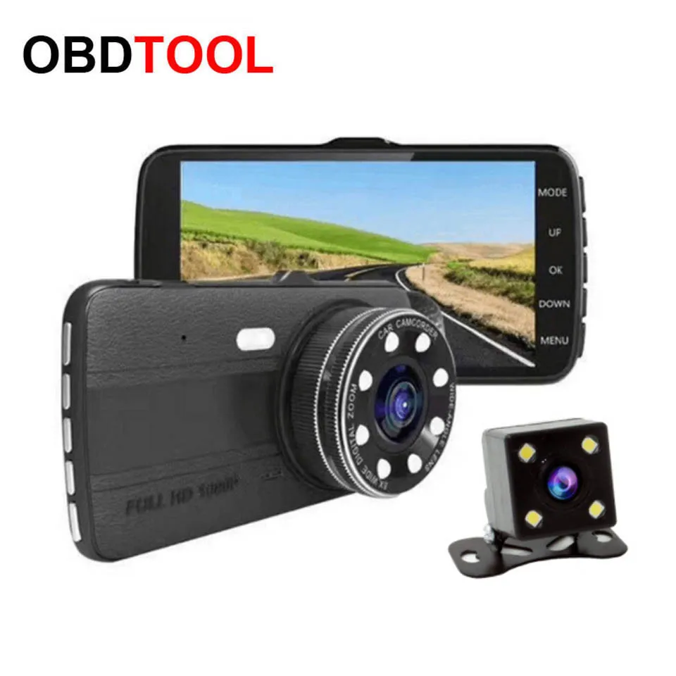 

New 4 In Dual Lens Traffic Recorder IPS HD 1080P Night Vision Car Blackbox Camera Double Lens Dash Cams with Rear View Auto DVR