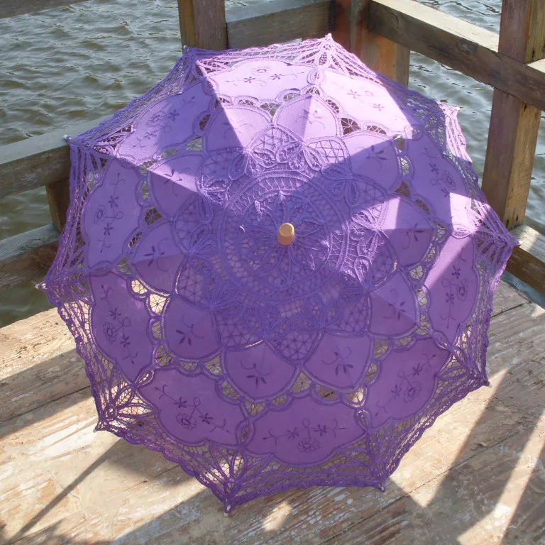 Classic-Noble-Elegant-Palace-Style-Long-Arm-Wedding-Bridal-Umbrella-Embroidery-Gingham-Lace-Parasol-Sun-Umbrella (1)