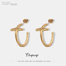 Yhpup модные минималистичные серьги-гвоздики из цинкового сплава, геометрические металлические Винтажные серьги для женщин, вечерние ювелирные изделия, подарок orecchini