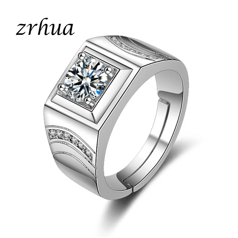 ZRHUA Vintage 925 Sterling Silver Finger Anillo AAA Zircon Crystal CZ Rings for Men Women Engagement Wedding Jewelry Bauge Mujer
