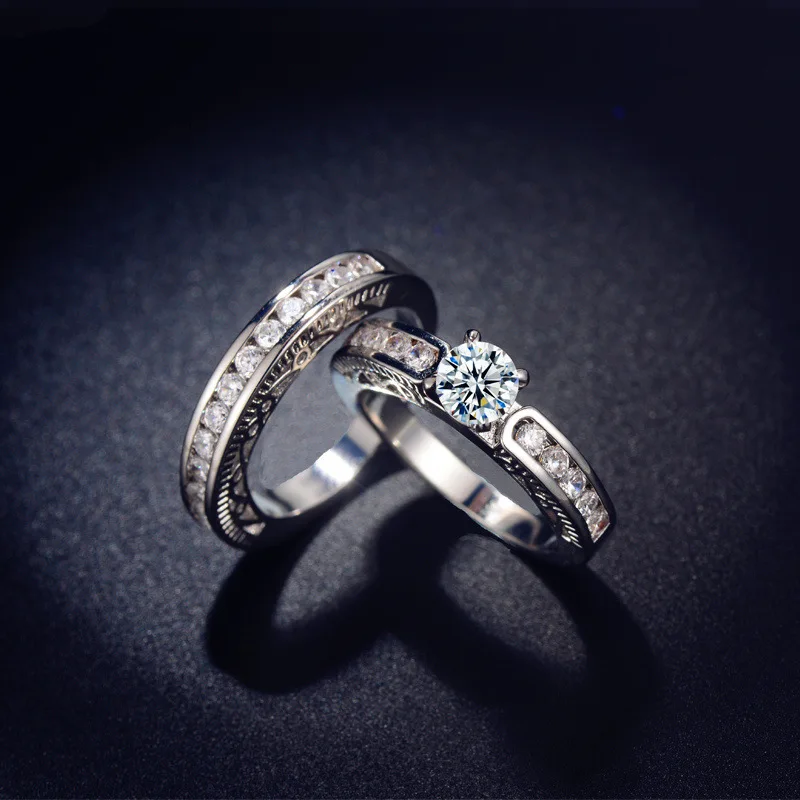 

2Pcs Ring/lot AAA Cubic Zirconia Rings For Women Charm Rings Set Female Engagement Party Jewelry Gifts Ladies Lover Wedding