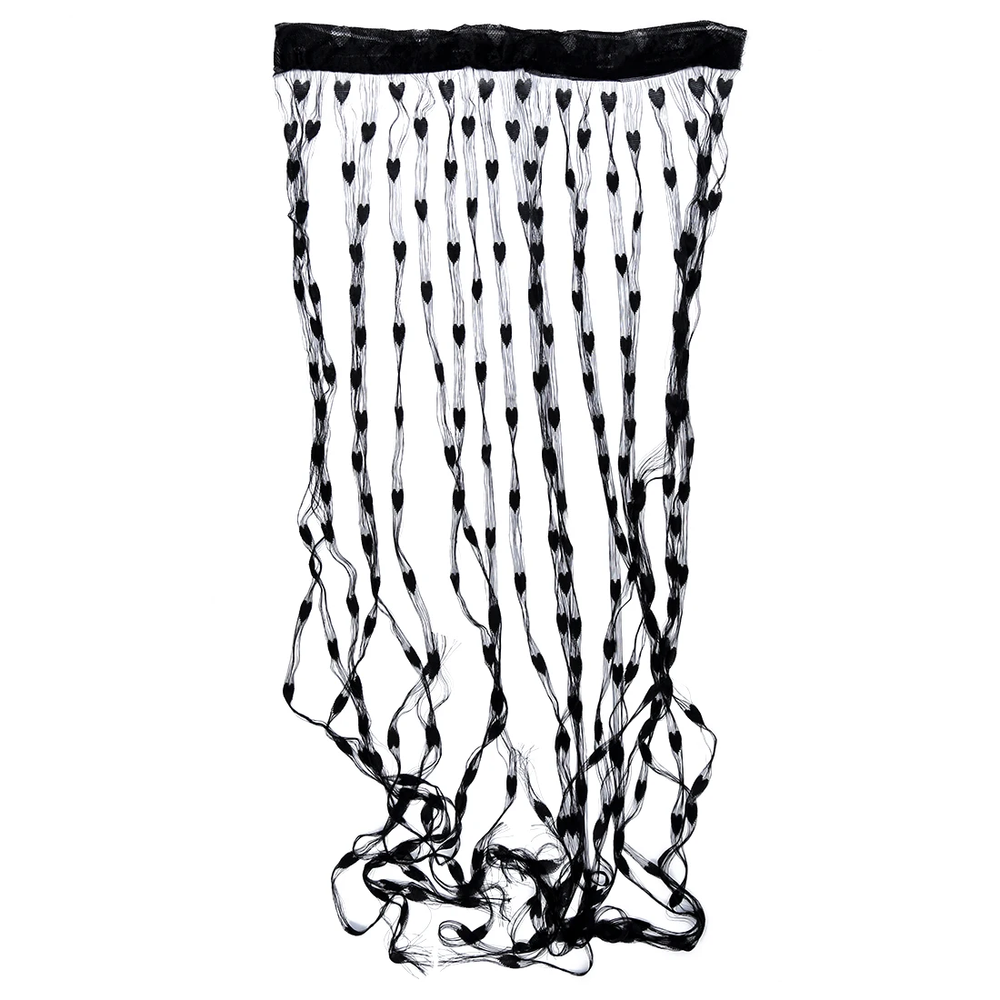 

Practical Boutique Fringe Rope Heart Screen door curtain - Black