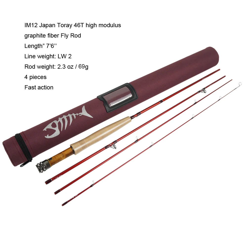 Aventik IM12 Japan Toray 46T Fly Rods 7'6'' 8'0'' 8'6'' 4sec Fast