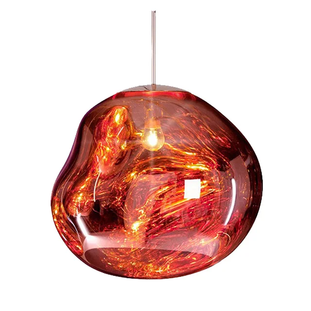Современный несимметричный стеклянный абажур подвесной светильник скандинавские разноцветные E27 подвесной светильник для дома декоративный Ресторан Бар Отель кафе - Цвет корпуса: Red