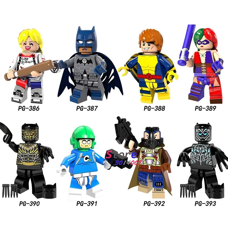 Single Super Hero Harley Quinn Bane Black Lantern Batman Panther Erik Killmonger Sauce prince building blocks