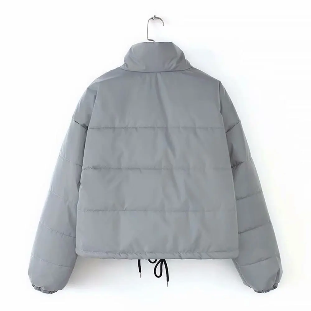 Most effective Women Oversized Cotton Cropped Jacket Fashion Autumn Thick Pullover Night Reflection Coat Ins Femal