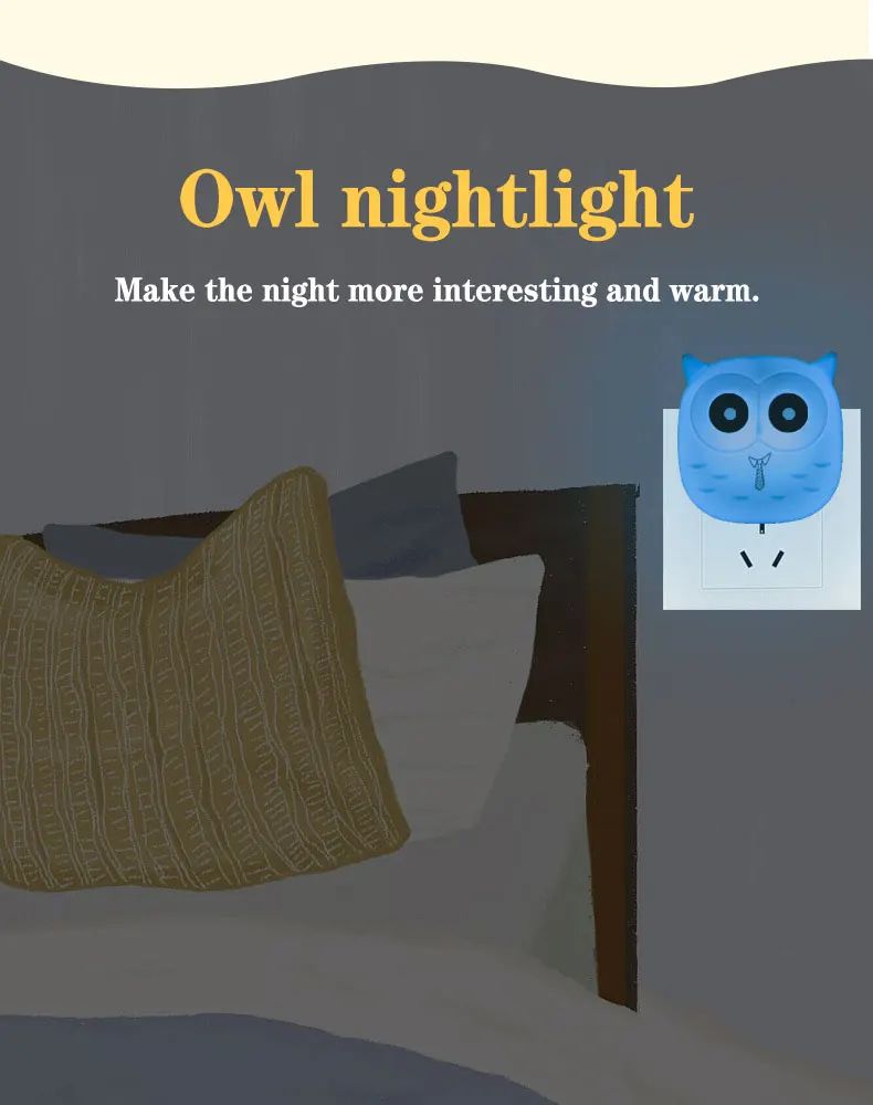 

Mini Owl Baby Night light Automatic Sensor Light Control Lamp EU US Plug Child Kids Baby Room Led Lamp Animal Socket veilleuse