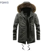 FGKKS, Толстая Теплая мужская парка, зимние мужские куртки, пальто с капюшоном и стоячим воротником, Модная тонкая верхняя одежда, парка, пальто для мужчин