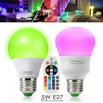 

5W RGB Bulb LED Spotlight+Remote Controller Lampada led lamp bar party stage lighting spot led lights decoration 16colors E27