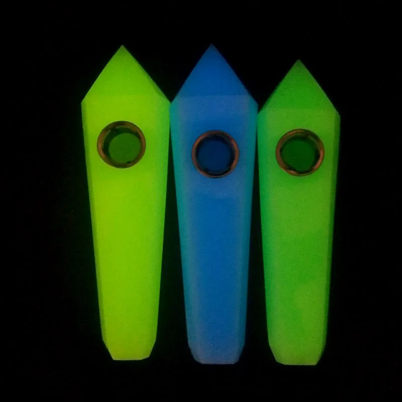 

Synthetic Luminous Stone Crystal Smoking Pipe Magic Wand Health Point Smoking+Strainer Quartz Stone Healing Wand Free Shipping