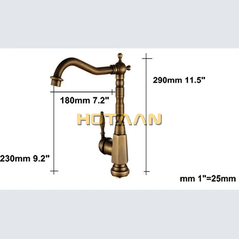  Home Improvement Accessories Antique Brass Kitchen Faucet 360 Swivel Bathroom Basin Sink Mixer Tap  - 1890345064