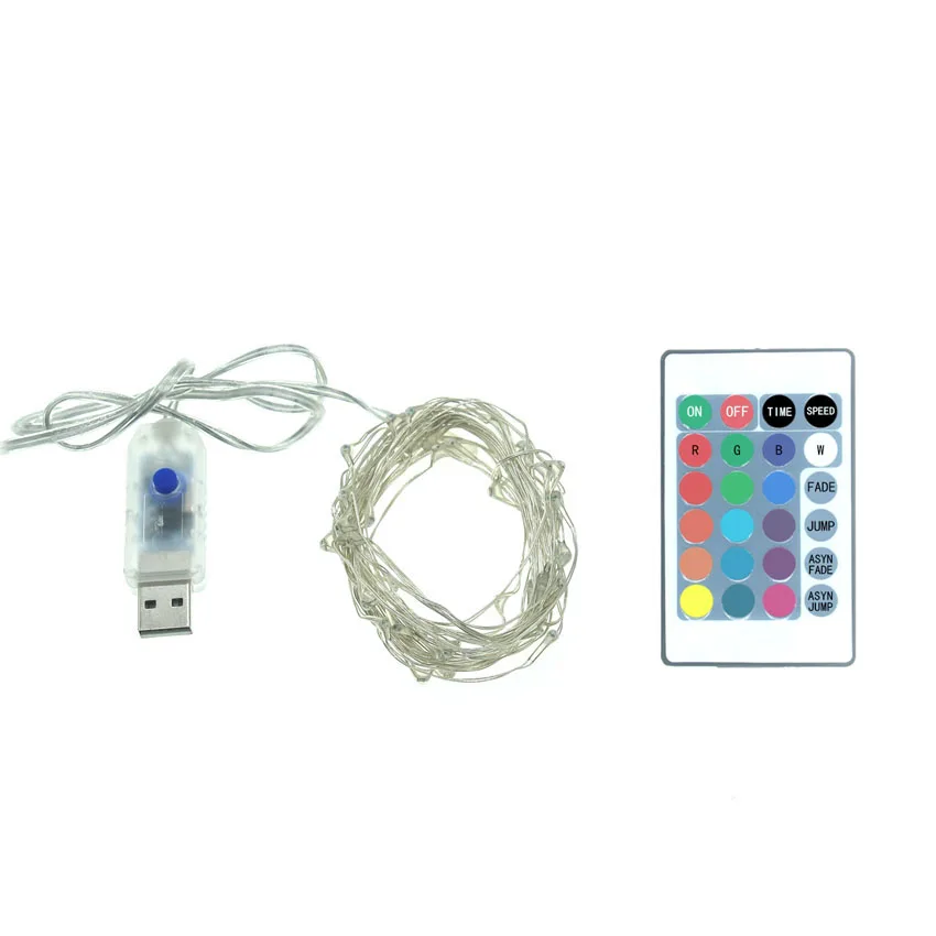 

5M 50LED USB Remote Control Led String Lighting 16 colors Silver Wire Fairy Light for Wedding Xmas Christmas Holiday Party Decor