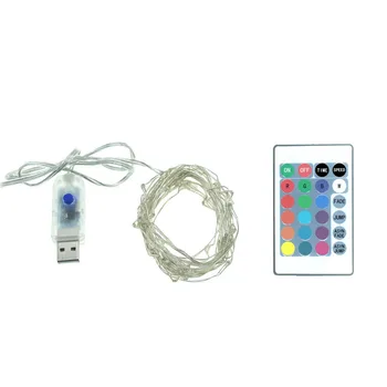 

5M 50LED USB Remote Control Led String Lighting 16 colors Silver Wire Fairy Light for Wedding Xmas Christmas Holiday Party Decor