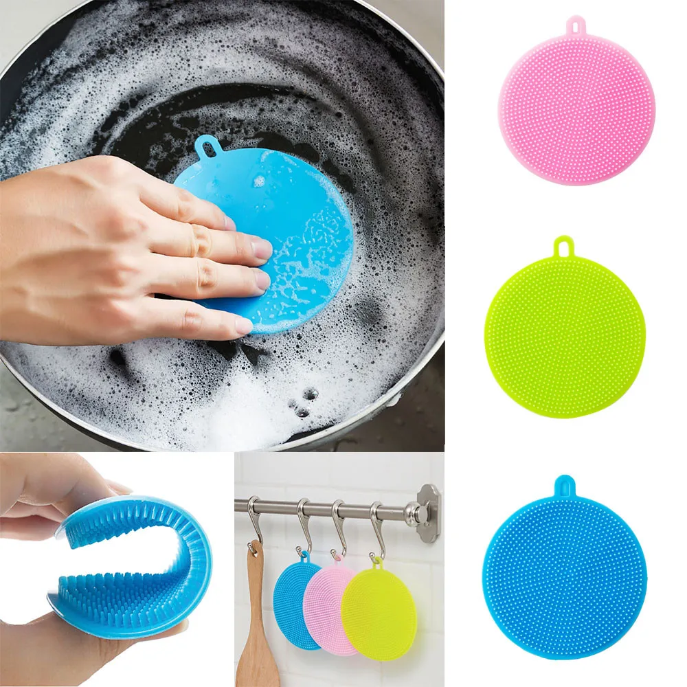 Silicone Dish Bowl Magic Cleaner Brush Kitchen Tool Scouring Pad Pot