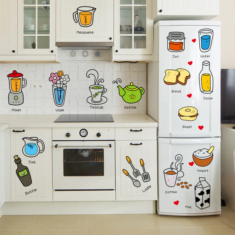 

Creative Kitchen picture Removable Wall Stickers for Refrigerator cooker hood Stickers #TX4