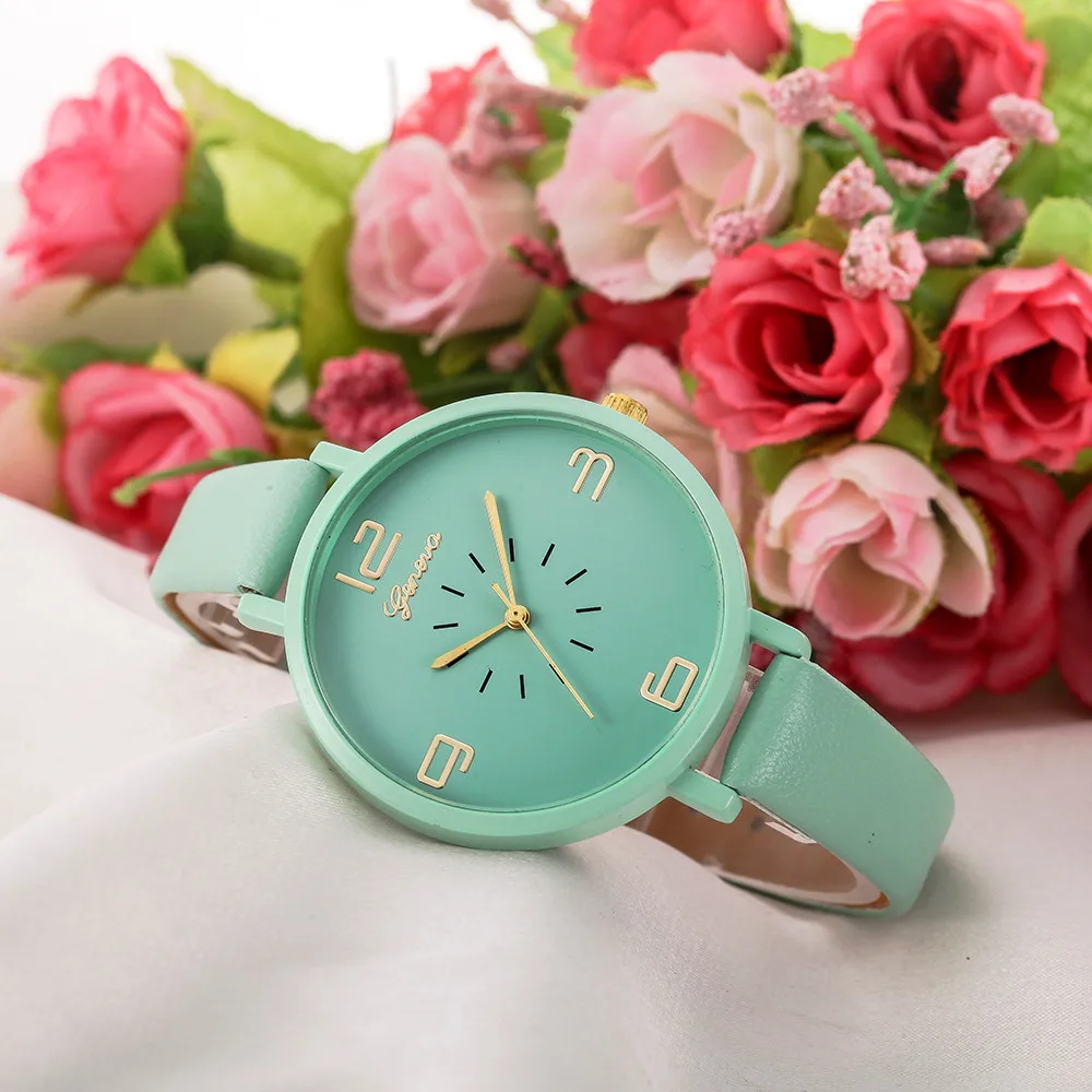 Великолепные новые модные брендовые часы женские роскошные часы Geneva Женские Аналоговые кварцевые наручные часы из искусственной кожи relojes mujer 999