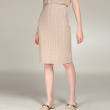 Новое поступление Высокое качество чистый кашемир ребристый вязаный осень зима Повседневный женский длинный до колена мягкий свитер юбка