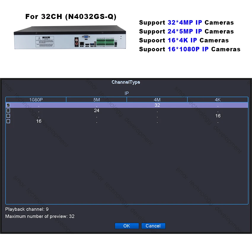 Smmax 4K выход 32CH 4MP 24CH 5MP CCTV NVR H.265 Onvif сетевой видеорегистратор HI3526 процессор 4 SATA CCTV NVR система