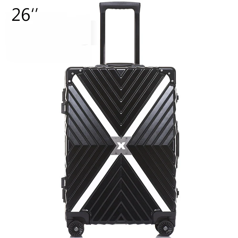 20,24, 26,28 дюймов чемодан на колёсиках, Спиннер, брендовый чемодан, Жесткая Сторона, багаж, женская сумка для ручной клади, тележка - Цвет: 26 Black