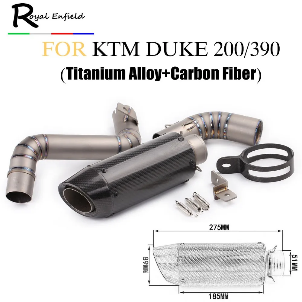 Conjunto completo motocicleta escape para KTM Duke 125 Duke 200 Duke 390 carbono Fibra color moto escape sistema