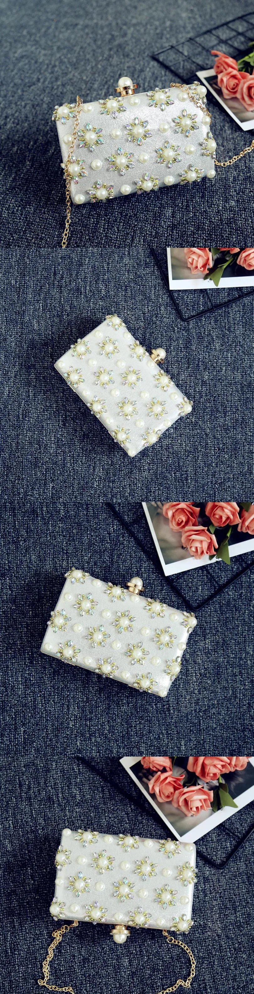 high quality women handmade Pearl flowers evening bags mini wedding dinner bags Party luxury day clutches Diamonds purse Bolsas