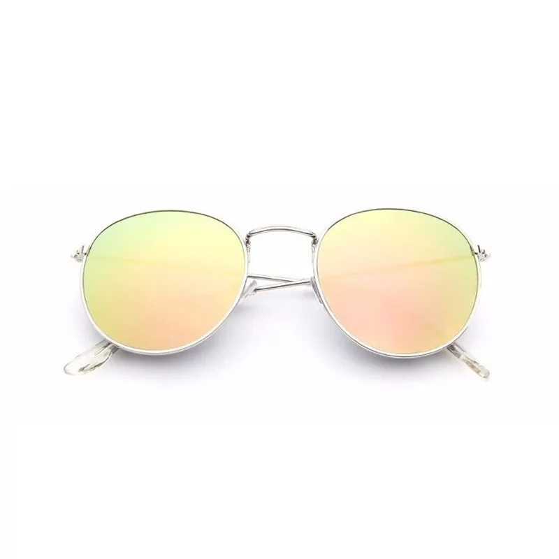 Круглые ретро солнцезащитные очки для женщин, фирменный дизайн, женские зеркальные солнцезащитные очки Ray Pink, роскошные солнцезащитные очки для женщин, UV400 - Цвет линз: SilverframePink
